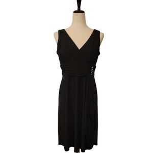 Jessica Howard Black Sleeveless Ruffle Midi Dress Size 8 Petite